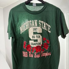 Vintage Champion Michigan State 1988 Rose Bowl Champions Shirt XL Green Big Ten picture