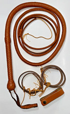Handmade Genuine Kangaroo Hide Leather Bullwhip Long Indiana Jones Tan Whip picture