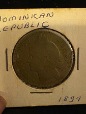 1897 Dominican Republic 1/2 Peso Silver Coin KM#17 Small Star Large Star picture