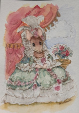 Mouse Origional Watercolor French Signed by artist Edith Schmidt  picture