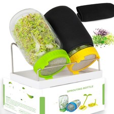 Kitmiido Seed Sprouting Kit, 2 Large Wide Mouth Mason Jars with Sprout Lids, Bla picture