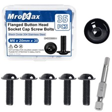 Flanged Button Head Socket Cap Screws, M6-1.0 x 20mm 304 Stainless, 35Pcs picture
