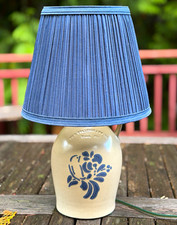 Vintage Pfaltzgraff Jug Crock Table Lamp Blue Bird Yorktowne Stoneware York PA picture