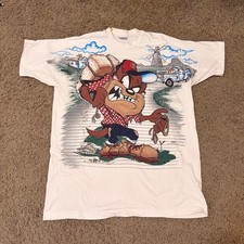 Vintage 90s Looney Tunes Taz Tasmanian Devil Graphic Tee White XL Rare picture