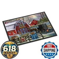 Caroline's Treasures PTW2064MAT Christmas Holiday Quilt Shop Barn Doormat 18x27 picture