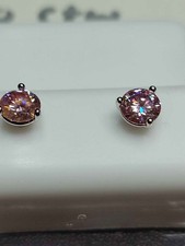 Pink Moissanite Solid 925 Sterling Silver Earrings picture