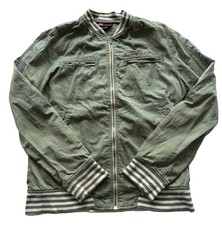 Diesel Archive Olive Green Rider Bomber Jacket Mens Medium Striped Ribbed 90s picture
