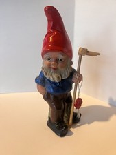  Heissner Vintage Gnome with rake Figurine Germany  9