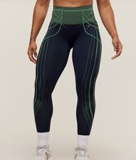 Brand New $68 Gymshark Apex Seamless Leggings Size S, Heavy Blue/Active Green picture