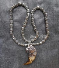 Wild Teeth Tibet Silver Tiger Amulet Pendant,buddha Head Beads Necklace picture