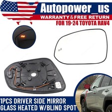 Fits 2019-2024 Toyota Rav4 Mirror Glass Heated w/Blind Spot Driver Left Side picture