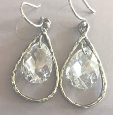 SILPADA Harbor Lights Earrings Cubic Zirconia Sterling Silver 1.5” Long W2284 C picture