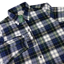 NEW L.L.Bean Scotch Plaid Shirt Womens Medium Tartan Plaid Relaxed Fit Flannel picture