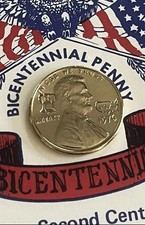 UNCIRCULATED Overstamped 1976 Lincoln penny Bicentennial Commemorative picture