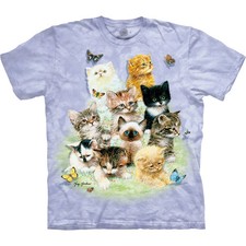The Mountain 10 Kittens Classic Cotton T-Shirt Cat Hand Dyed Size L Short Sleeve picture