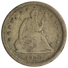 1843-O SEATED LIBERTY QUARTER ~ NICE AND ORIGINAL FINE picture