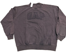 GAP Mock Neck Logo Sweatshirt S/M Washed Charcoal Embroidered NWT picture