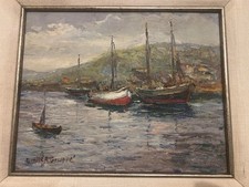 Landscape  by Emile A. Gruppe, Vintage original oil on Cardboard  1930s   picture