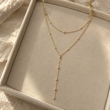 14k Gold plated Womens Necklace. Multiple layered. Brand New. picture