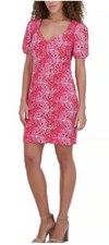 Siena Women's Floral-Lace Short-Sleeve Sweetheart-Neck Dress - Pink Multi - 10 picture