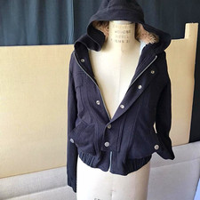 Marc by Marc Jacobs Black Full Zip Hooded Lined Fleece Hoodie Jacket S Pockets picture