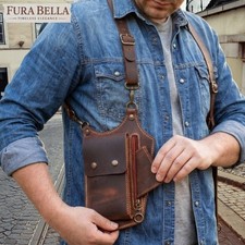 Vintage Brown Leather Holster Chest Bag picture