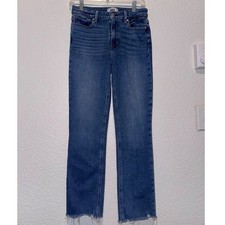 PAIGE Cindy Jeans Size 28 High Rise Straight Leg Raw Hem Blue picture
