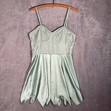 Romwe Women's Fits M/L Lace Satin Slip Top Mint Green Clubcore Rave Fairycore picture