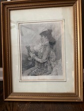 Antique Actress Sarah Bernhardt Gravure Bastein Lepage Print Framed 14 x 18 picture