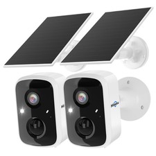 Hiseeu 2K 4MP Solar Security Cameras, WiFi, PIR/AI, 2-Way Audio, 2 Pack picture