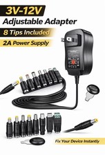 3V-12V 2A Adjustable AC DC Power Adapter 8 Tips Center Positive LED Router picture