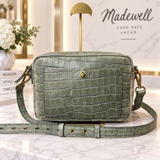 Madewell The Large Transport Camera Crossbody Bag Croc Embossed Sage Green picture