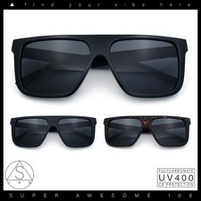 Mens Classic 90s Flat Top Horn Rim Plastic Urban Fashion Sunglasses picture