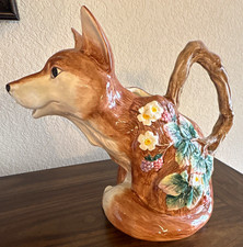 Fitz and Floyd Happy Fox Ceramic Pitcher  1/2 Qt, Taiwan 1990 picture