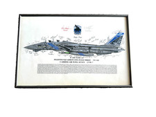 Signed F-14B Tomcat VF-143 Pukin DOgs Lithograph Framed Prine CVW-7 Autographs picture