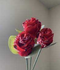 Bandana Roses, 3 Red Roses, Bouquet, Forever Roses, Perfect Gift, Decoration picture
