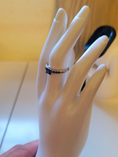 10K White Gold THL Lab Created Blue Tanzanite Square Ring Size 8 Signed picture