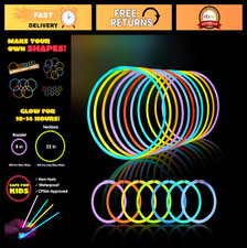 300 Pack Glow Sticks - 100 Necklaces & 200 8