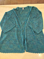 Catherines Women's Blue Open-Knit Cardigan Sweater Long Sleeve 2X picture