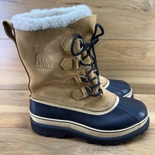 SOREL Caribou Tan Nubuck Mens 8.5 Snow Winter Waterproof Insulated Faux Sherpa picture