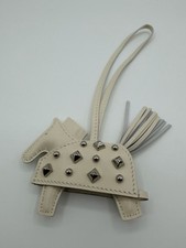 Hermes Horse Rodeo Robeo Rock PM Craie Silver Studded Milo Leather Bag Charm picture