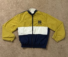 Vintage Notre Dame Jacket Mens Large Fighting Irish Nylon Bomber 90s Made USA picture