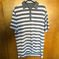 FootJoy Men's Striped Golf Polo Shirt Short Sleeve Stretch M Gray White Pink picture