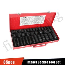 35pcs 1/2 Inch Drive Deep Impact Socket Tool Set Metric Garage Workshop Tools picture