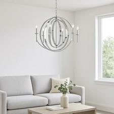 World Imports Rondure 6-Light Polished Nickel Chandelier, Adjustable Height picture