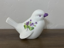 Fenton Milk Glass Violets in the Snow Hand Painted Bird Signed picture