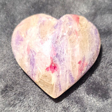 Polished Heart-Shaped Stone Carving Sculpture, Purple White Gray Pink Colors picture