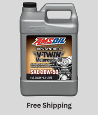 AMSOIL 20W-50 100% Synthetic V-Twin Motorcycle Oil 1 Gallon Jug picture