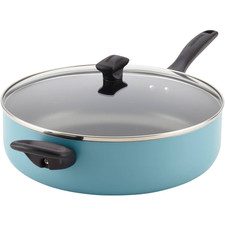Farberware 6 Qt Nonstick Jumbo Saute Pan w/ Lid & Helper Handle, Aqua picture
