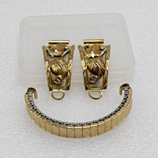 Vintage Native American 1/20 12K GF Sterling Silver Watch Band Tips Band 10mm 7g picture
